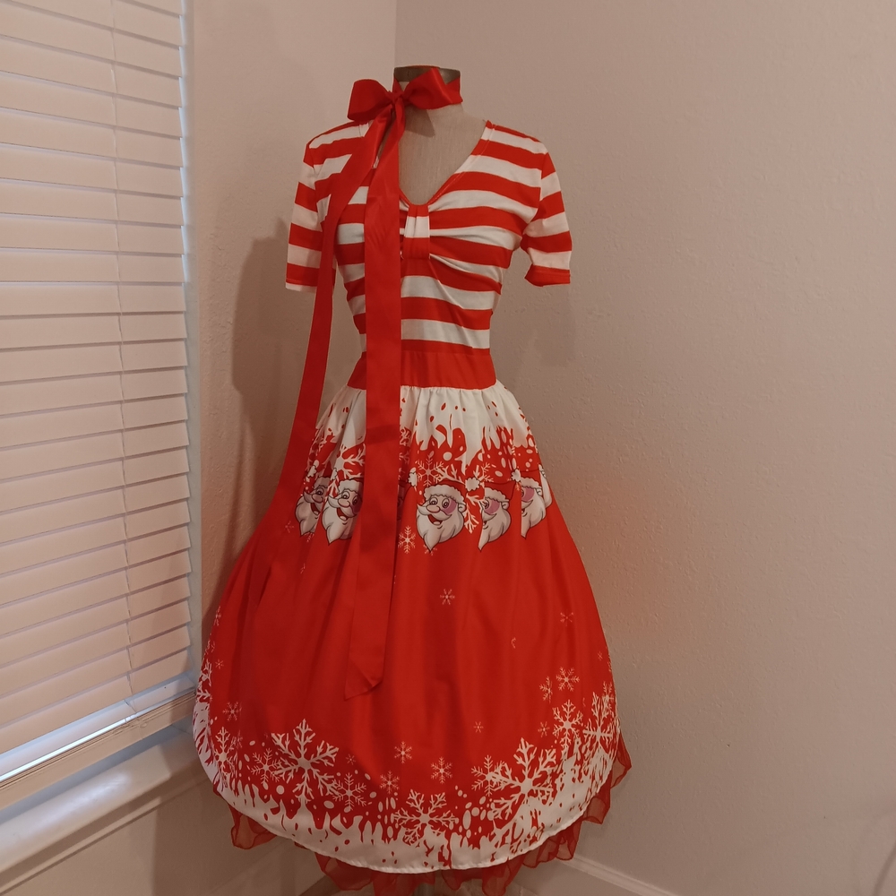 Festive Red and White Kids Dress